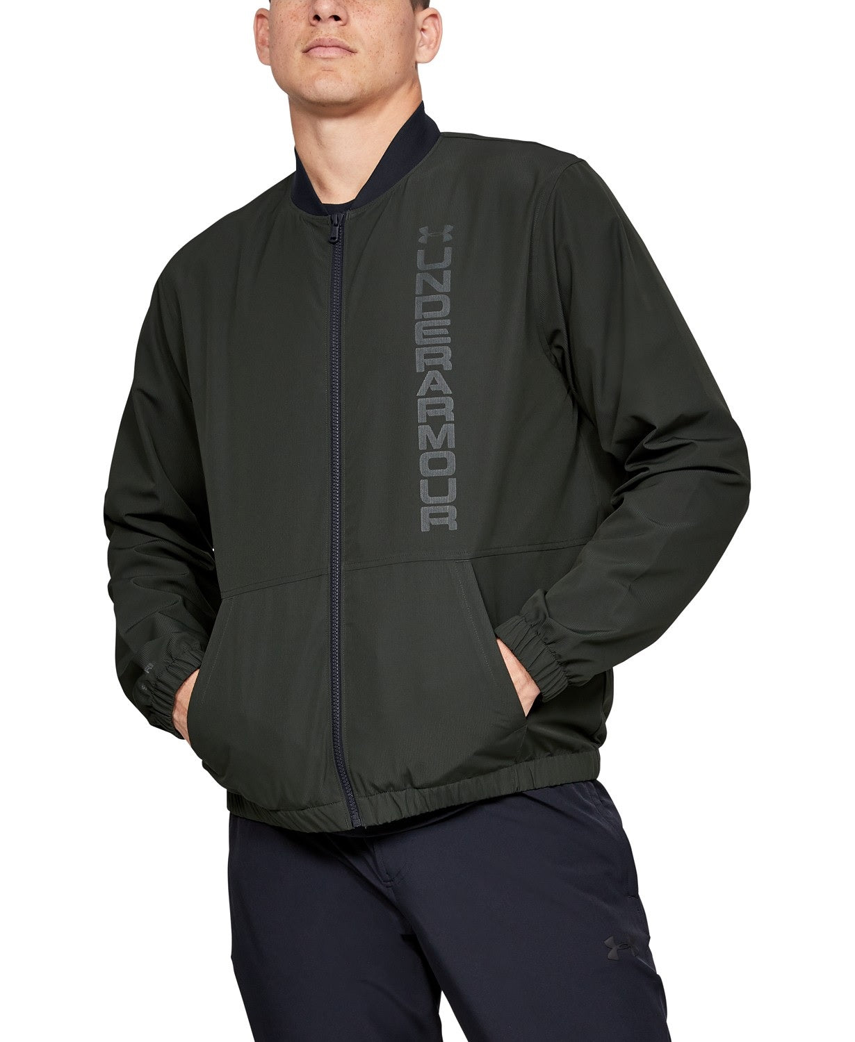 Under Amour Men's Unstoppable Storm Bomber Jacket Green Size Small