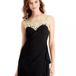 Alex Evenings Women's Embroidered Side Ruched Gown Black Gold Size 4
