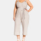City Chic Women's Trendy Plus Size Carmine Striped Cropped Jumpsuit Gray Size 16