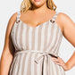 City Chic Women's Trendy Plus Size Carmine Striped Cropped Jumpsuit Gray Size 16