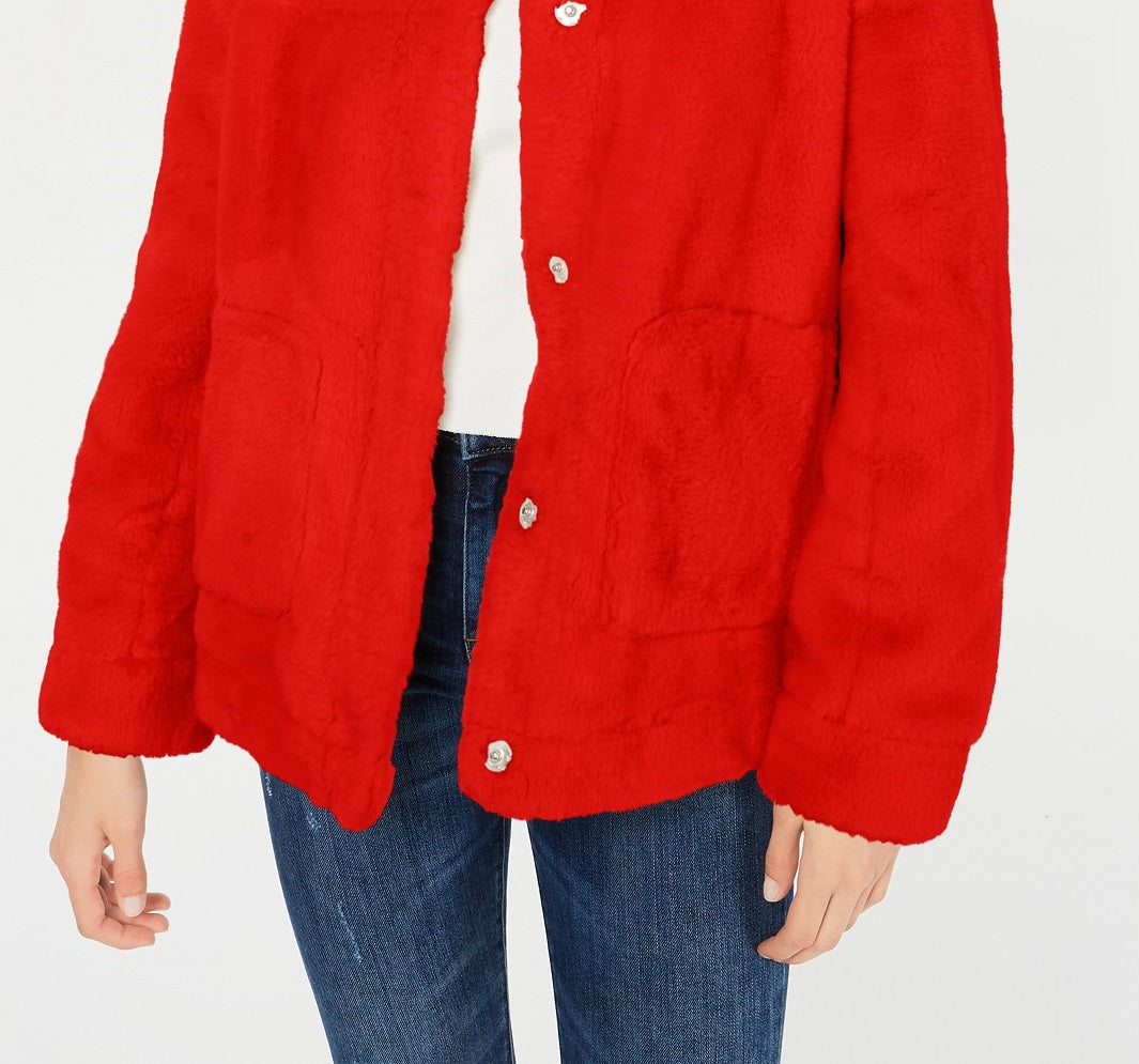 Jou Jou Juniors' Faux-Fur Jacket Red Size X-Small