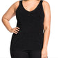 City Chic Women's Trendy Plus V Neck Knit Top Black Size 24W