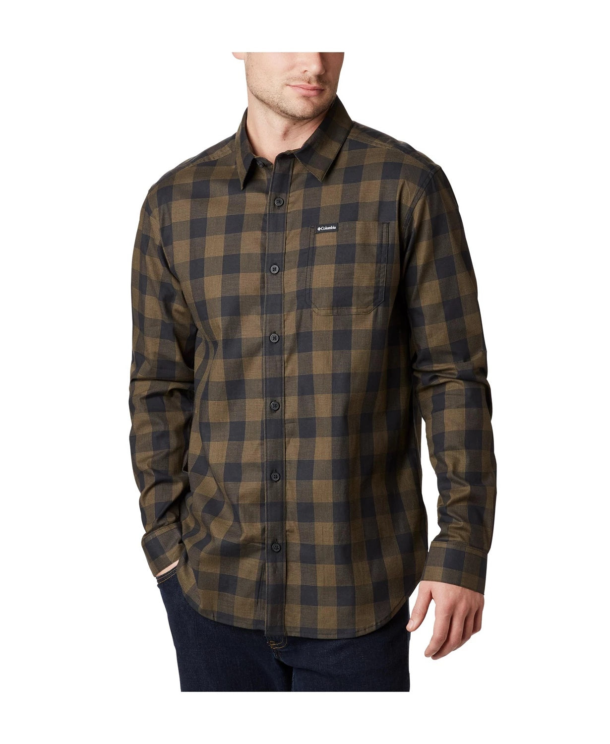 Columbia Men's Vapor Ridge Iii Plaid Shirt Beige Size Small