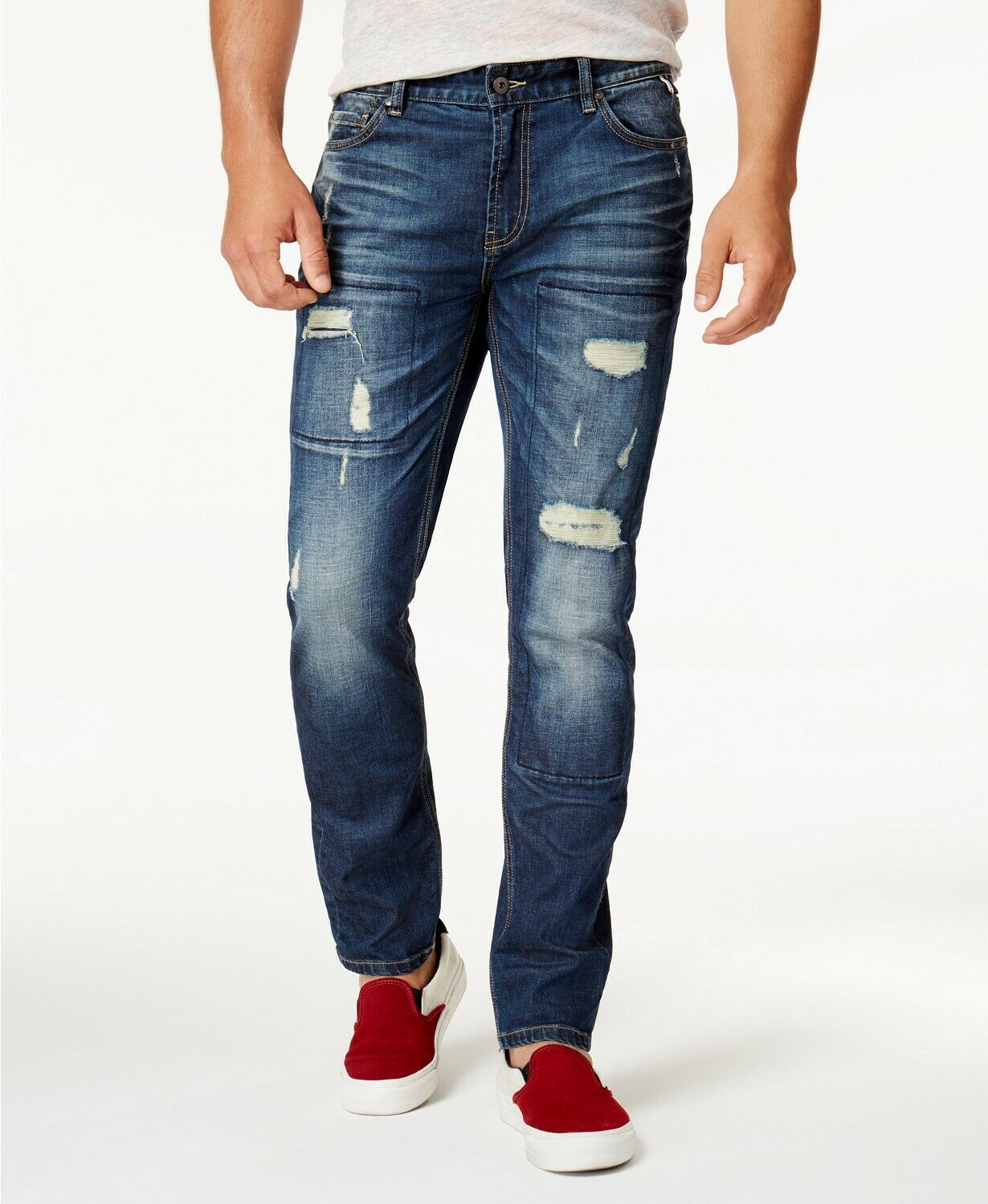 American Rag Men's Riverview Wash Distressed Slim Stretch Size 30x30