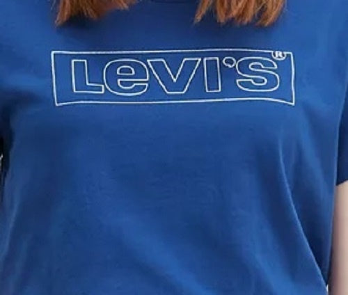 Levi's Women's Cotton The Perfect Tee Logo Graphic T-Shirt Navy Size Medium