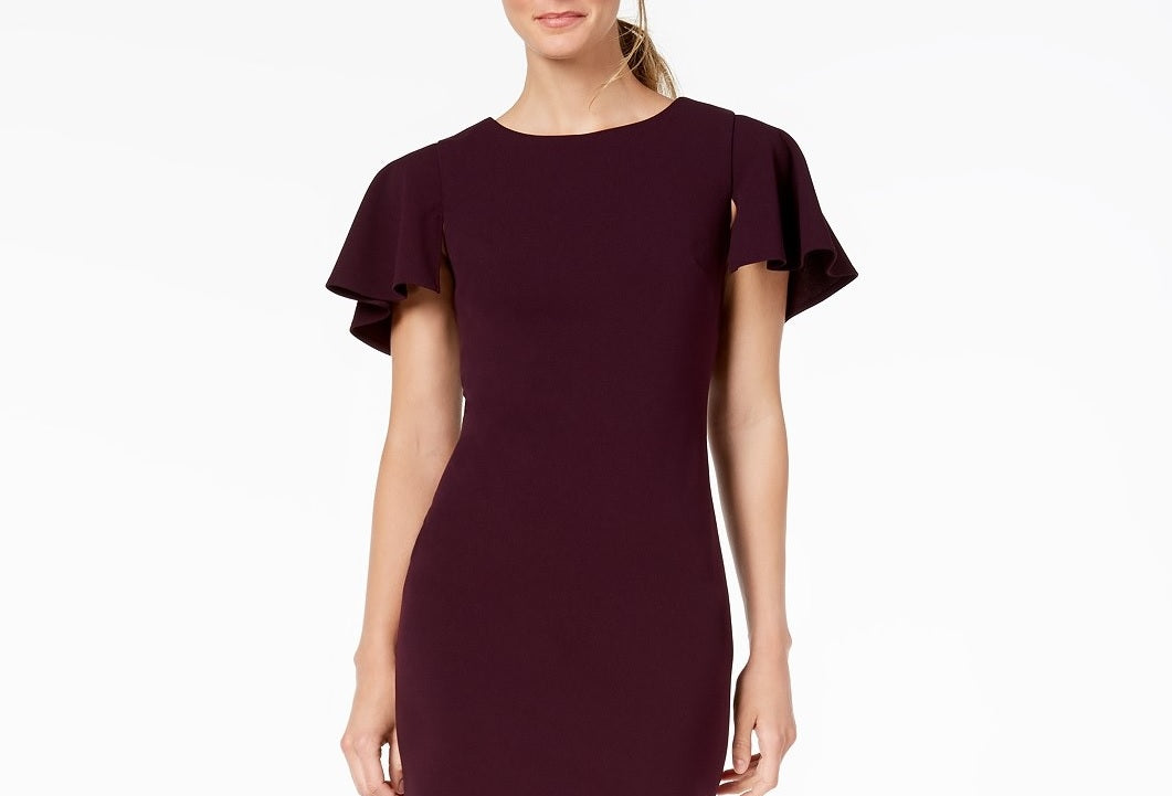 Calvin Klein Women's Capelet Sheath Dress Purple Size 6
