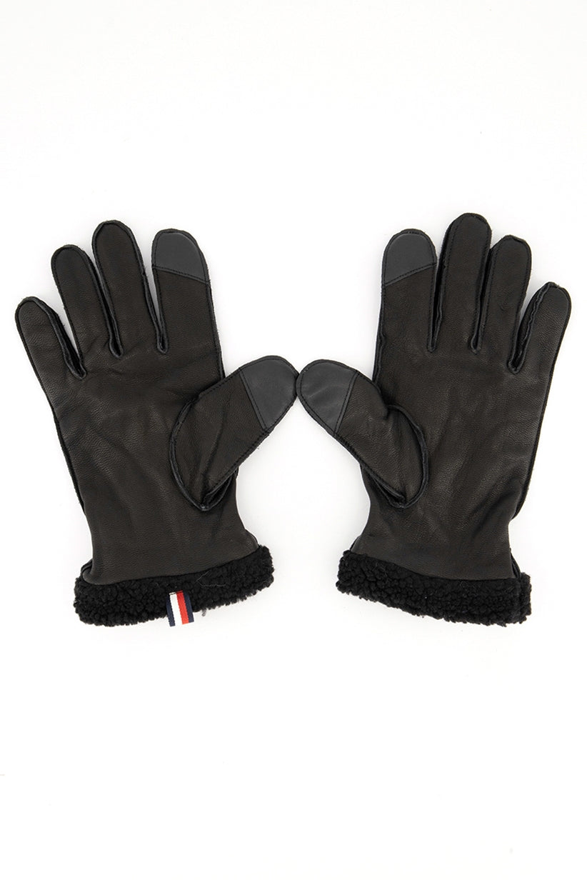 Tommy Hilfiger Men's Boulder Leather Touch-Screen Gloves Black Size Medium