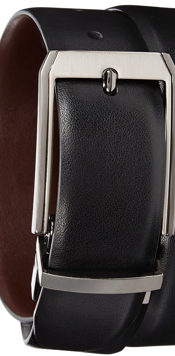 Perry Ellis Portfolio Men's Leather Mr. Pebble Reversible Belt Black Size 32