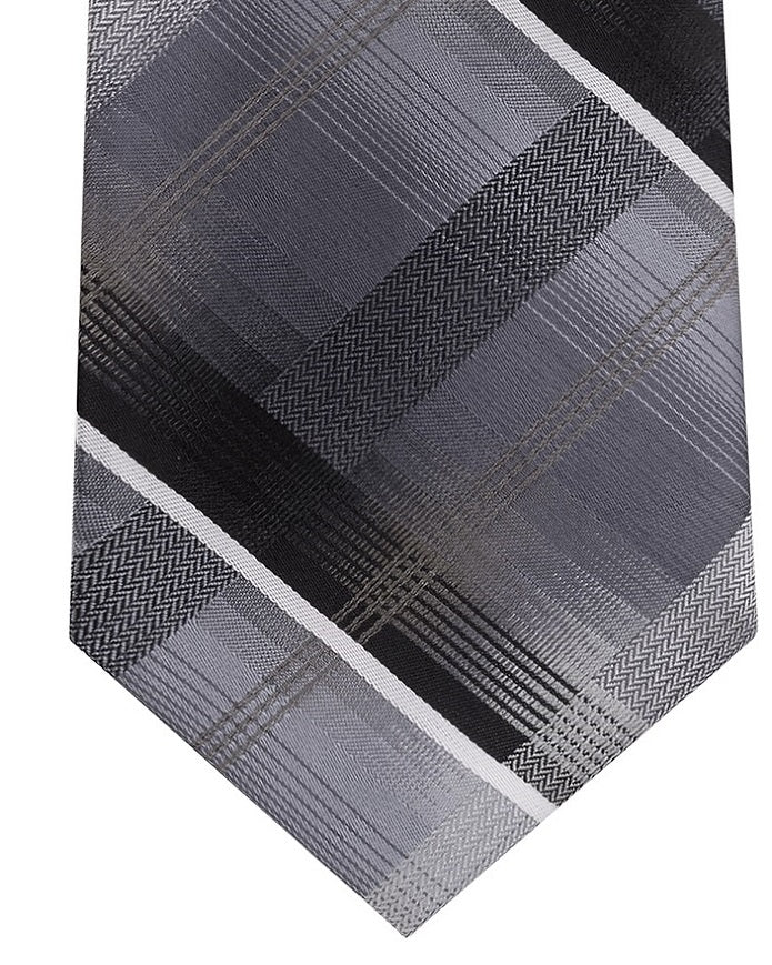 Van Heusen Men's Dean Classic Plaid Tie Black Size Regular