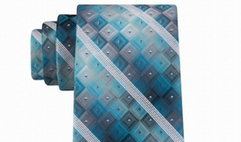Van Heusen Men's Aaron Stripe Geometric Tie Blue Size Regular