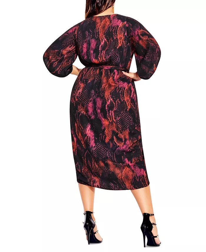City Chic Women's Trendy Garnet Slither Dress Bright Red Size 18W