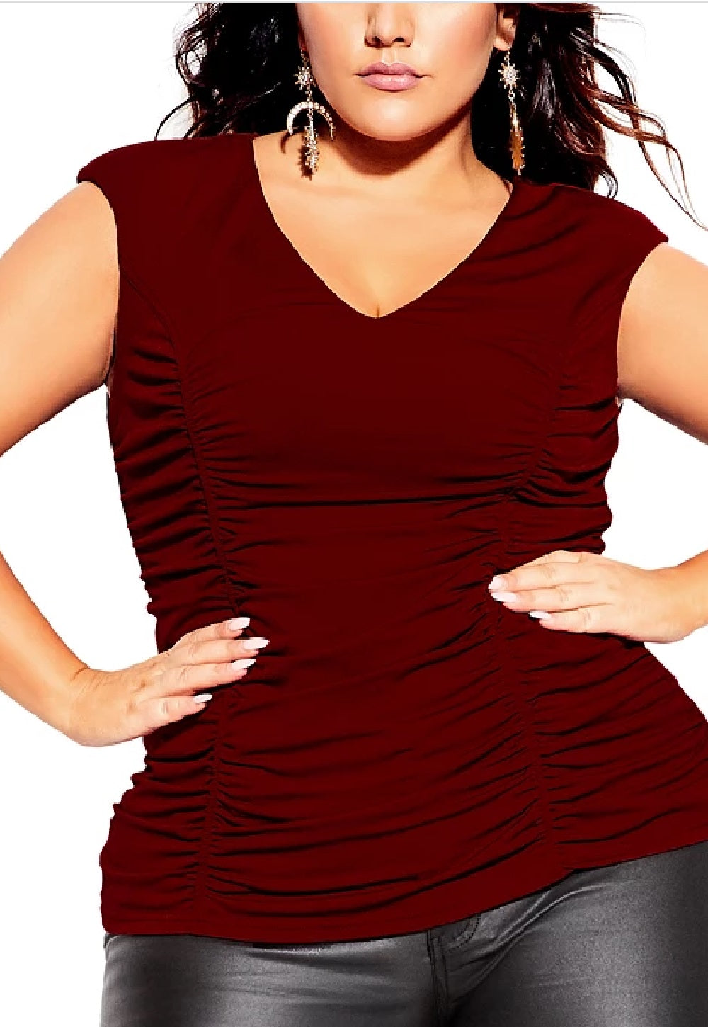 City Chic Women's Trendy Plus Ruched Top Medium Red Size 18W