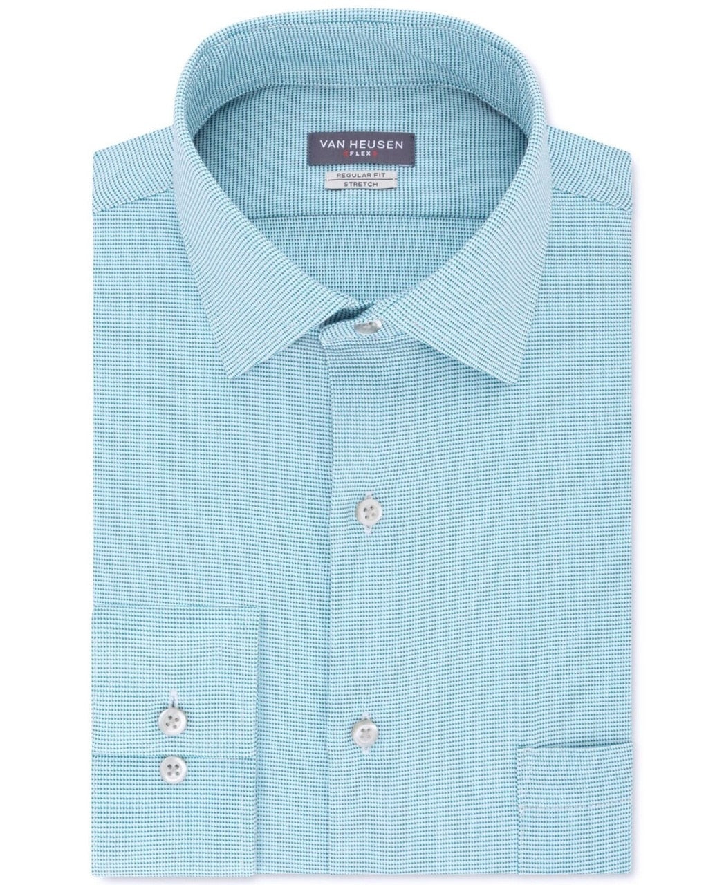 Van Heusen Men's Classic/Regular-Fit Wrinkle-Free Performance Stretch Flex Collar Solid Dress Shirt Blue Size 32-33