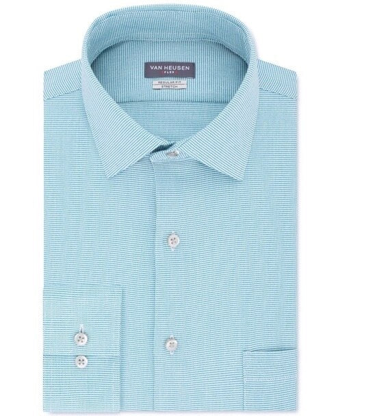 Van Heusen Men's Classic/Regular-Fit Wrinkle-Free Performance Stretch Flex Collar Solid Dress Shirt Blue Size 18-34-35