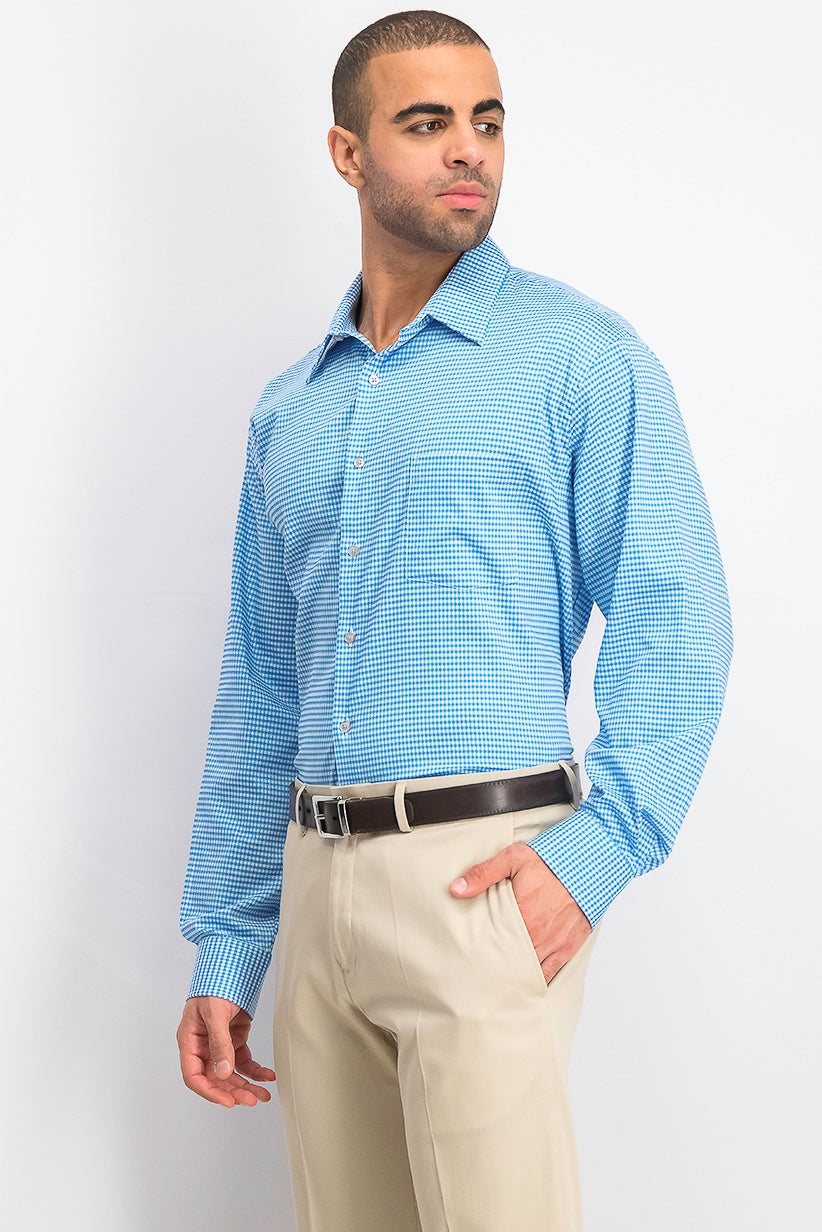 Van Heusen Men's Classic/Regular-Fit Performance Stretch Wrinkle-Free Flex-Collar Check Dress Shirt Lagoon Size 17-34-35