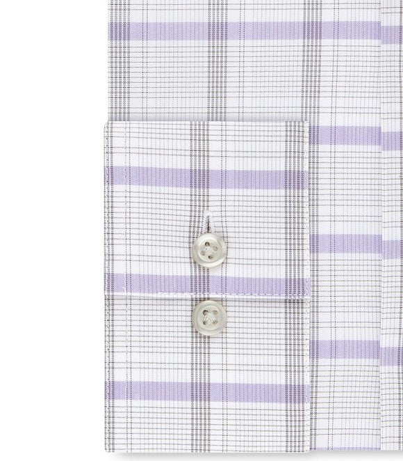 Van Heusen Men's Classic/Regular-Fit Wrinkle-Free Performance Stretch Flex Collar Check Dress Shirt White Size 34-35