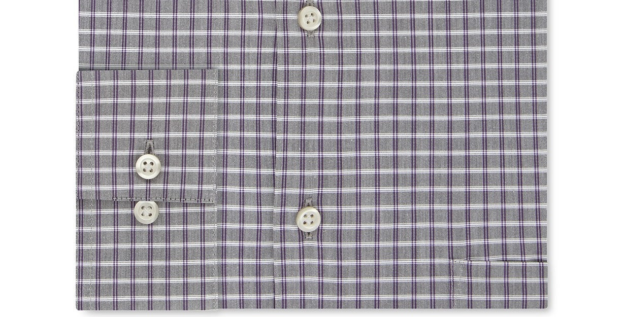 Van Heusen Men's Classic Fit Flex Collar Stretch Gray Check Dress Shirt Gray Size 36X37