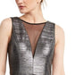 Nightway Women's Metallic Illusion-Mesh Gown Gunmetal Size 4