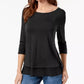 Style & Co Women's Chiffon-Hem Top Black Size Extra Large