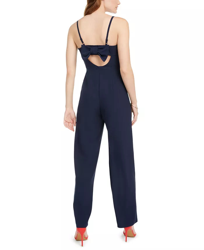 Trixxi Juniors' Bow-Back Jumpsuit Navy Size 5