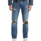 Levi's Men's 502 Tapered Fit Ripped With Camo Print Repair Jeans Blue Size 34X30