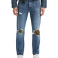 Levi's Men's 502 Tapered Fit Ripped With Camo Print Repair Jeans Blue Size 38X30
