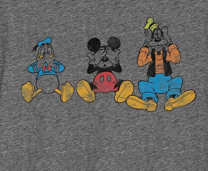 Hybrid Men's Group Mickey Short Sleeve Graphic T-Shirt Gray Size X-Large
