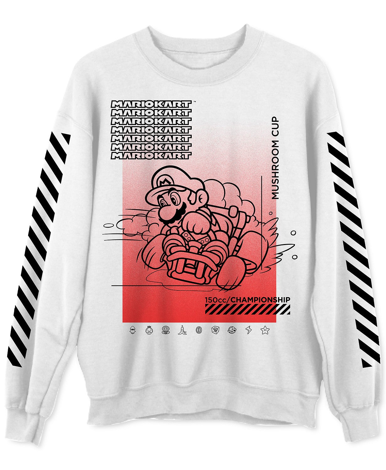 Hybrid Men's Mario Mushroom Champ Graphic Sweatshirt White Size Large