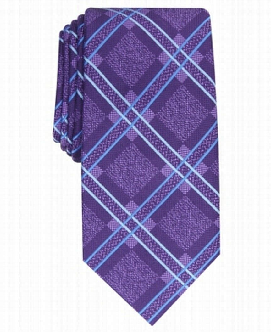 Perry Ellis Men's Denner Classic Plaid Tie Purple Size Regular