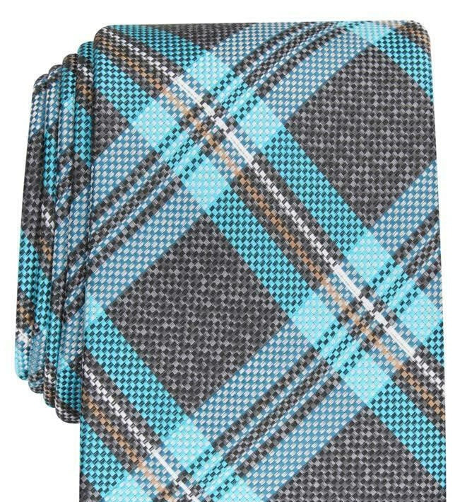 Perry Ellis Men's Duxbury Plaid Tie Black Size Regular