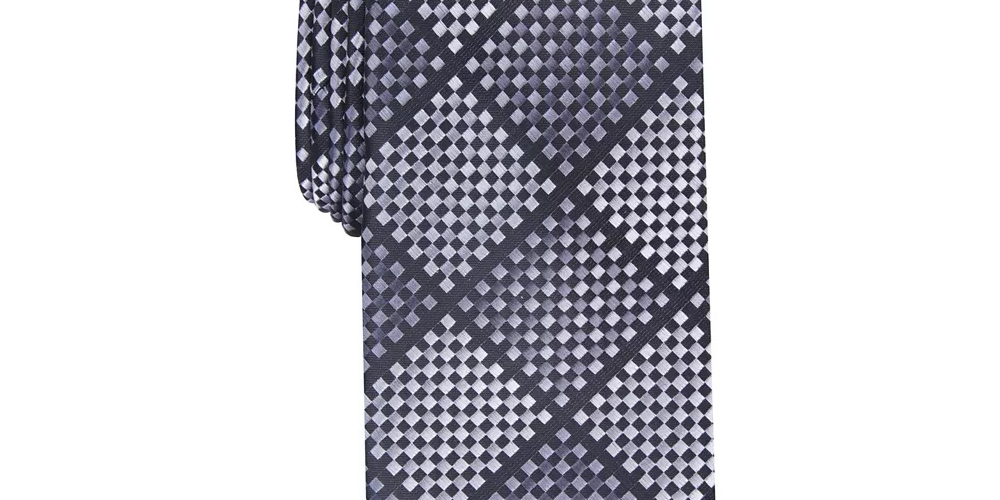 Perry Ellis Men's Erie Check Tie Black Size Regular