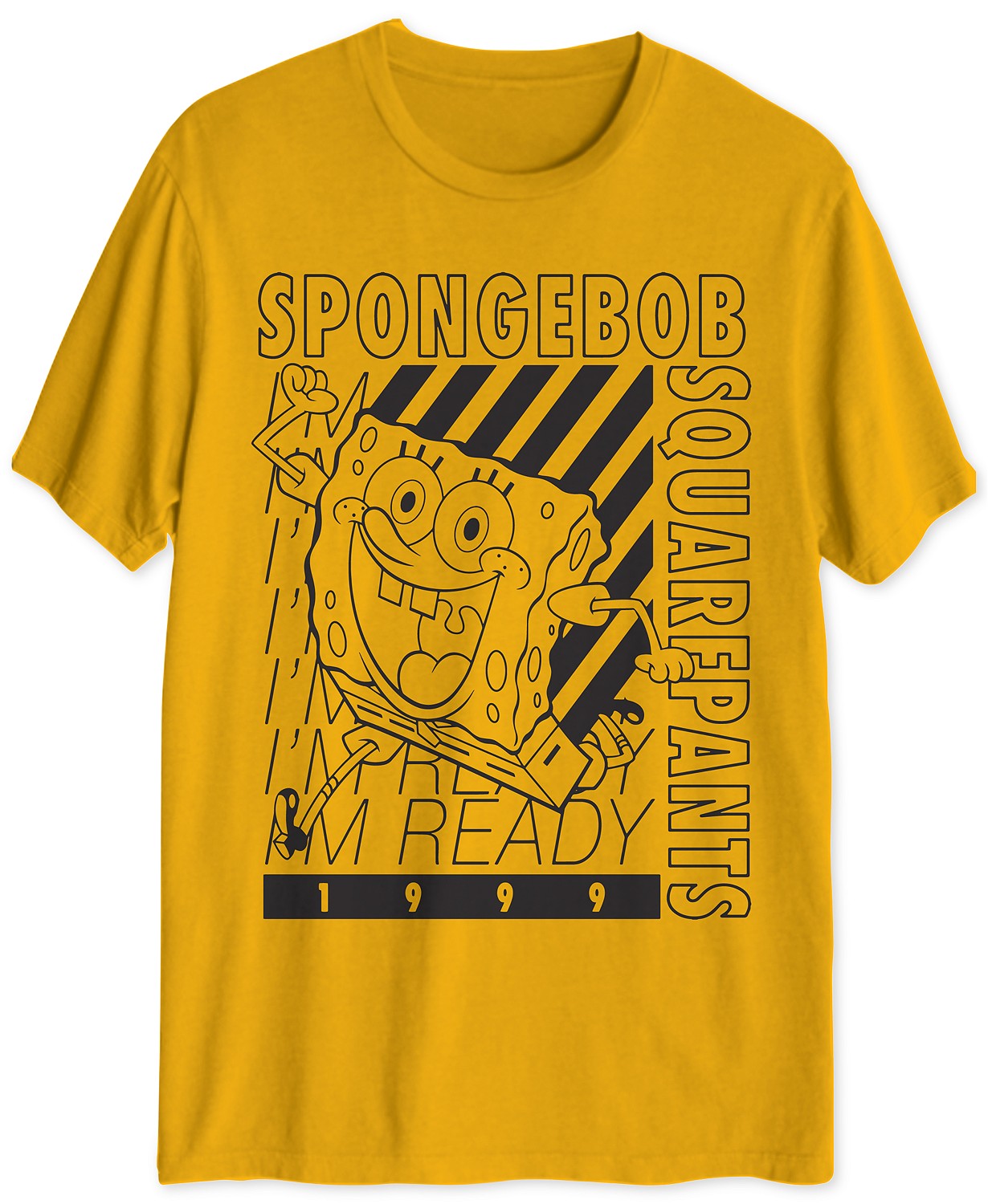 Hybrid Men's Spongebob I'm Ready Graphic T-Shirt Yellow Size XX Large