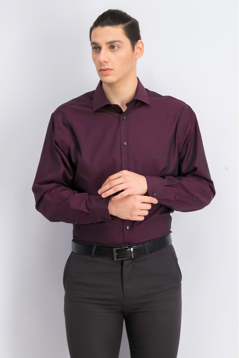 Calvin Klein Men's Steel Classic-Fit Non-Iron Performance Herringbone Spread Collar Dress Shirt Red Size 32-33