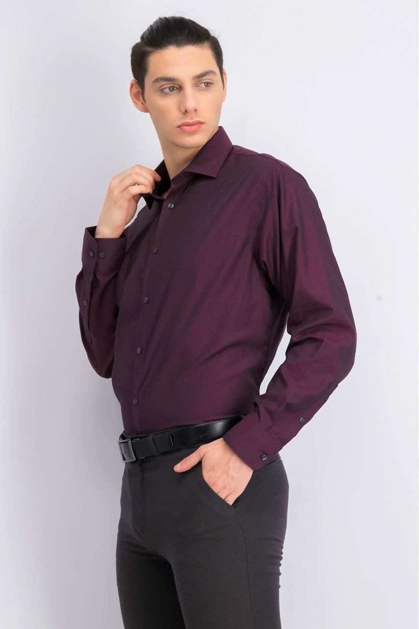 Calvin Klein Men's Steel Classic-Fit Non-Iron Performance Herringbone Spread Collar Dress Shirt Red Size 32-33