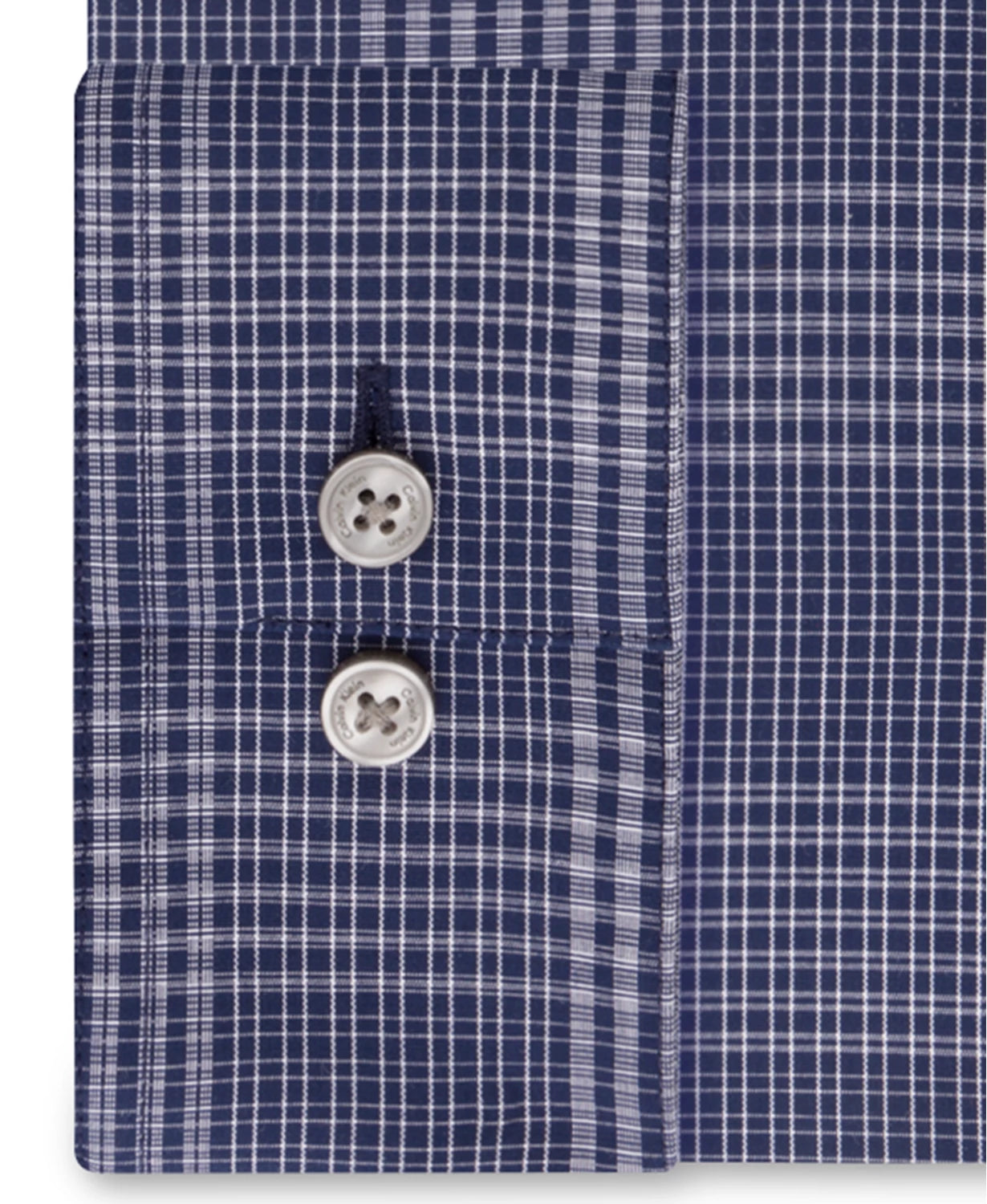 Calvin Klein Steel Men's Slim Fit Stretch Performance Non Iron Temperature Regulating Blue Check Dress Shirt Navy Size 15X34X35