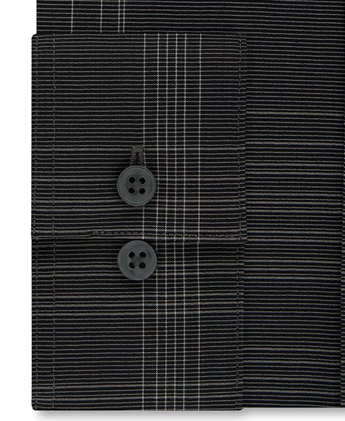 Calvin Klein Men's Infinite Color Slim-Fit Non-Iron Stretch Check Dress Shirt Black Size 17x32-33
