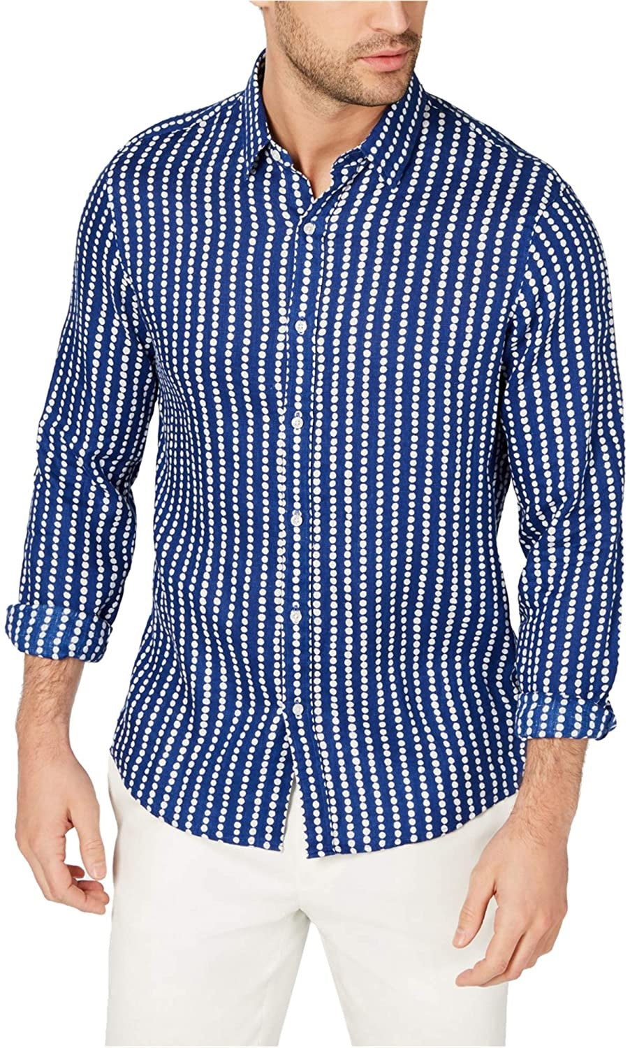 Michael Kors Men's Dress Shirt Classic Blue Size 18.5x36-37