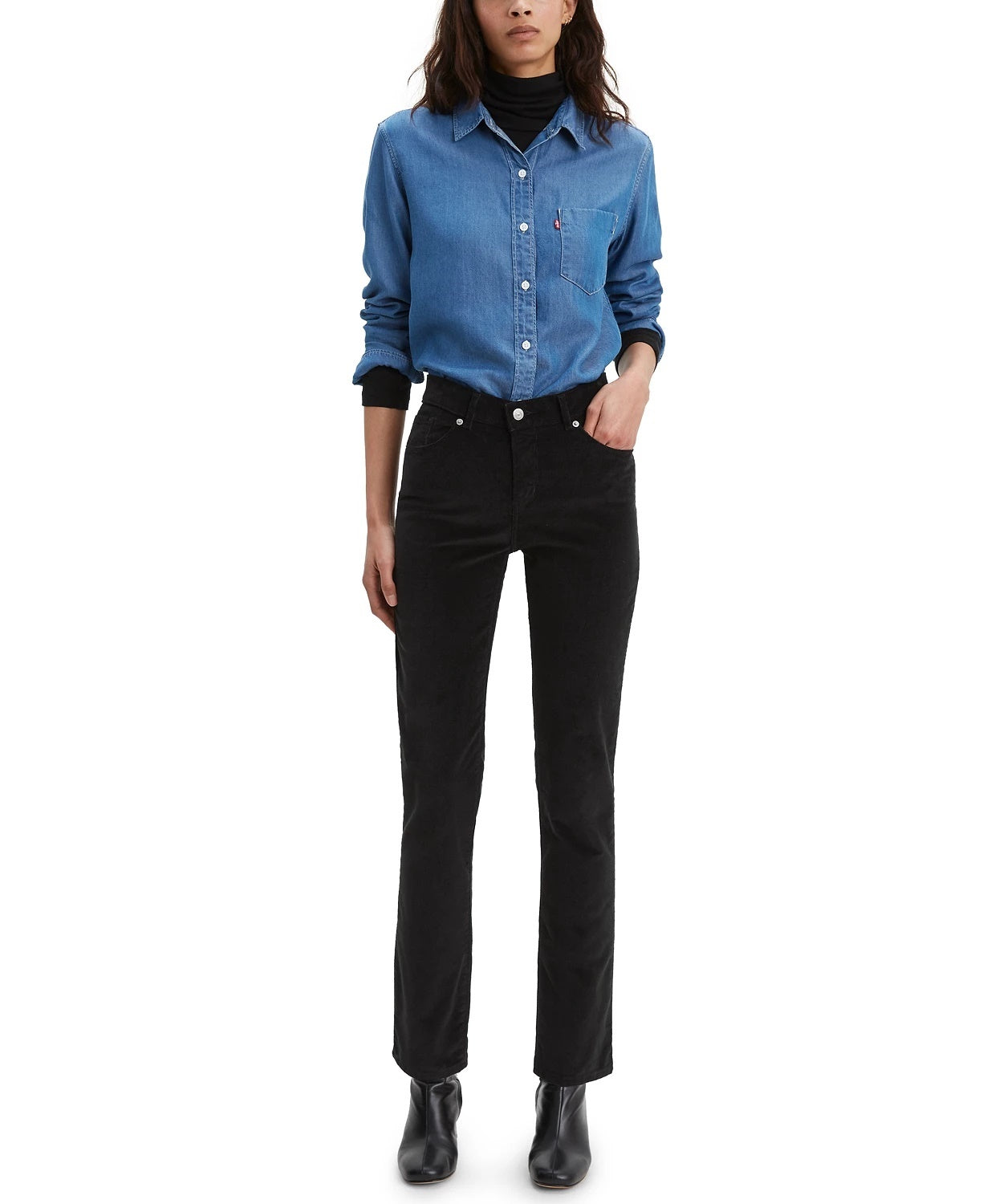 Levi's Women's Classic Straight-Leg Corduroy Jeans Black Size 16AV/MD/RG