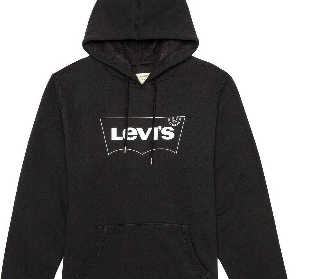 Levi's Men's Burndlen Fleece Logo Hoodie Black Size 2 Extra Large