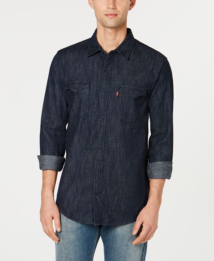 Levi's Men's Matthew New Western Denim Shirt Black Size Medium