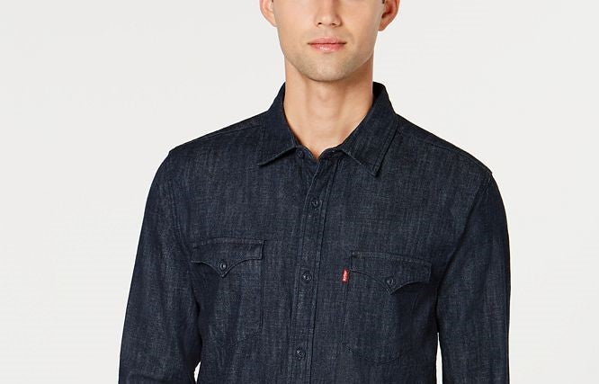 Levi's Men's Matthew New Western Denim Shirt Black Size Medium