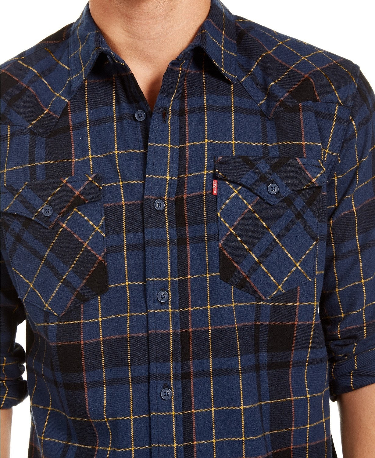 Levi's Men's Curran Regular-Fit Plaid Shirt Blue Size Medium