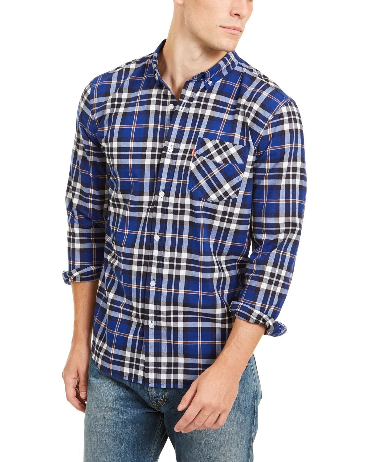 Levi's Men's Plaid Button-down Shirt Sodalite Blue Size Medium