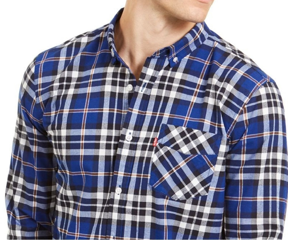 Levi's Men's Plaid Button-down Shirt Sodalite Blue Size Medium