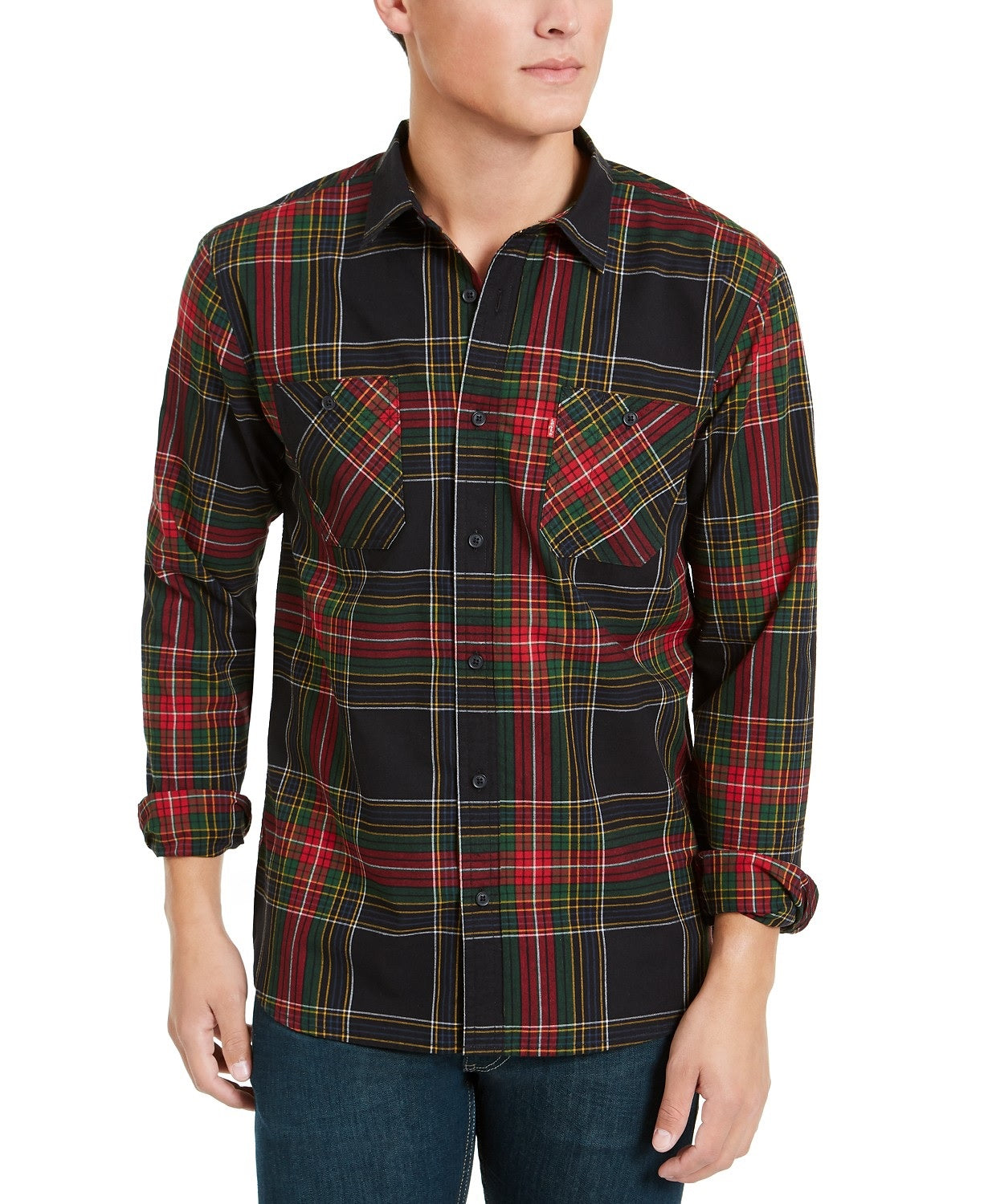 Levi's Men's Malden Plaid Shirt Medium Brown Size Small