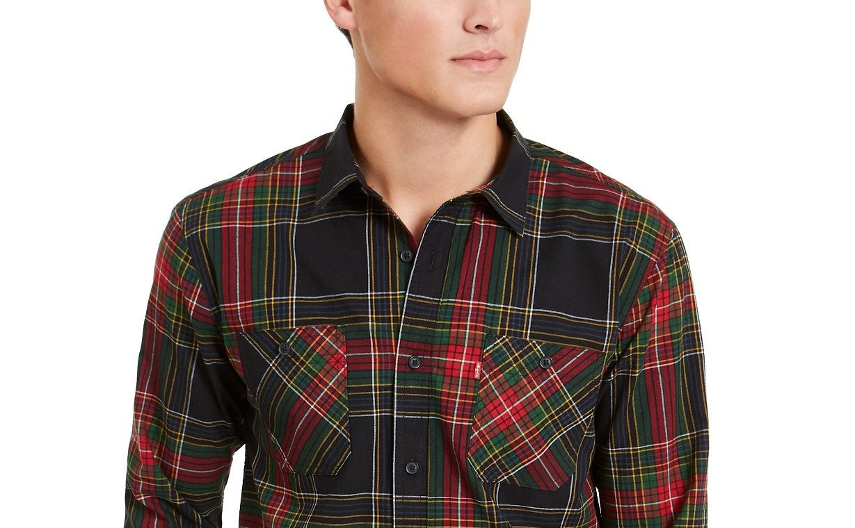 Levi's Men's Malden Plaid Shirt Medium Brown Size Small