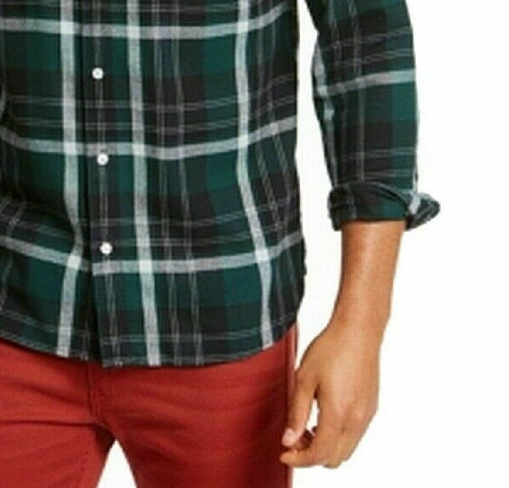 Levi's Men's Dual Pocket Plaid Flannel Shirt Green Size X-Large