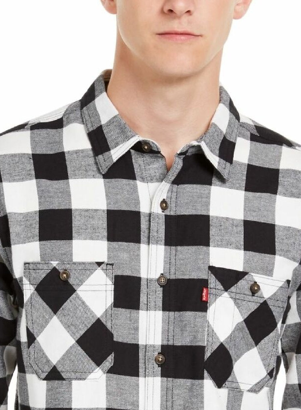 Levi's Men's Buffalo Plaid Flannel Shirt Marshmallow Size Small