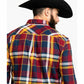 Levi's Men's Bellore Madras Plaid Long Sleeve Western Flannel Red Size Large