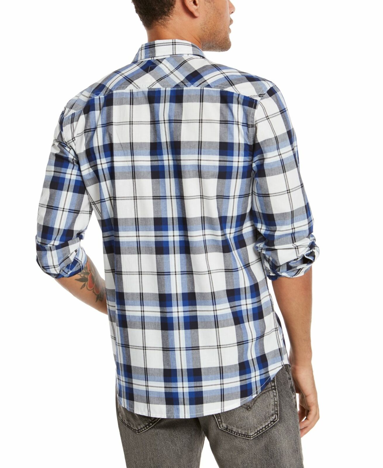 Levi's Men's Clemente Regular-Fit Plaid Shirt White 2 Extra Large